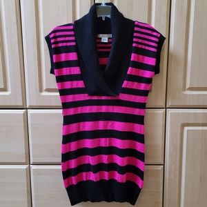 Demanding Sweater Dress Stripes Pink Black Size Small